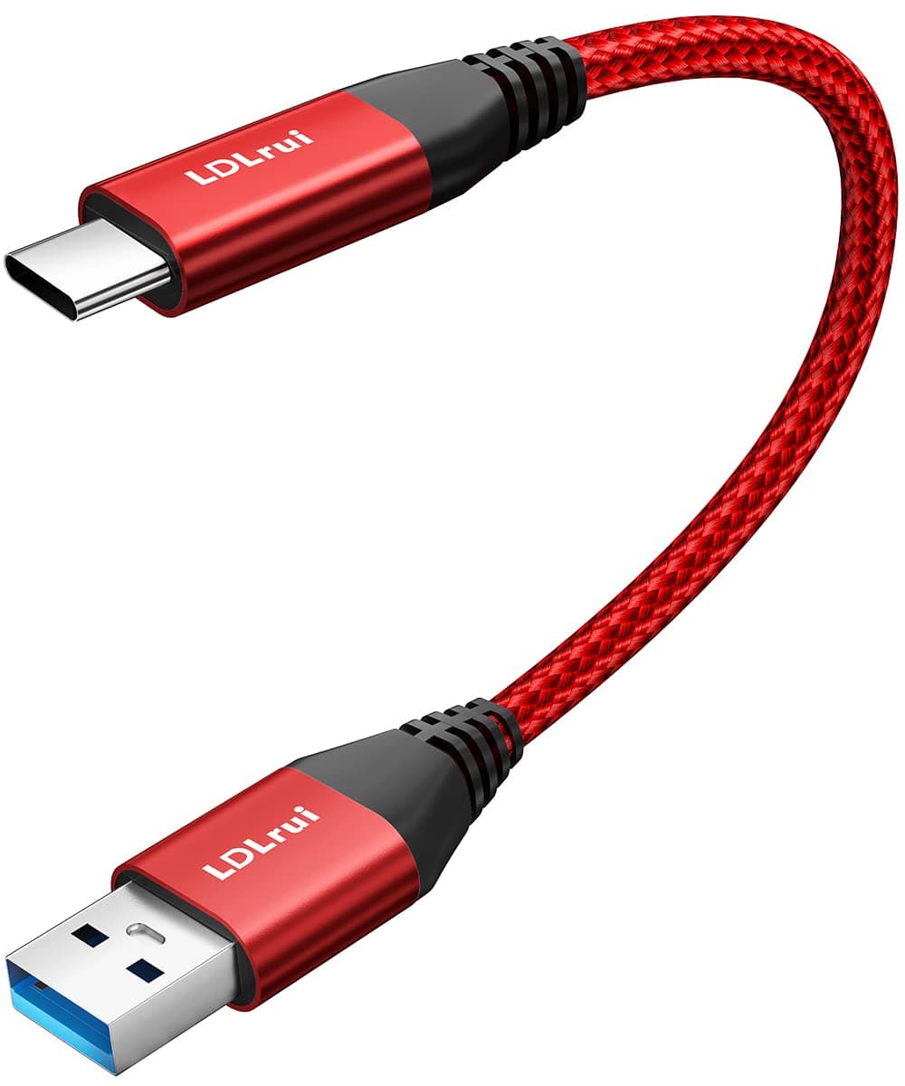 LDLrui USB 3.1 Gen 2 to USB C Cable, USB A to USB C 10Gbps Data Sync & 3A Type C Charger Fast Charging Cord for Samsung Galaxy S24/S21, iPhone 15/15 Pro, GoPro, Power Bank Red, 1FT, 2Pack