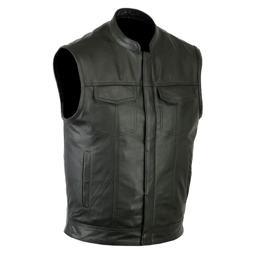 SOA Style Genuine Leather Motorbike Vest with inside pockets (4XL)