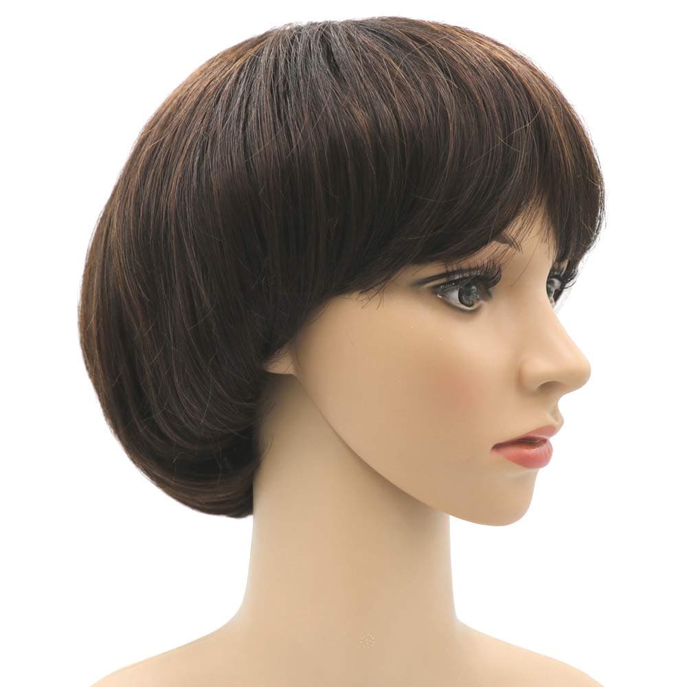 Afro Girls Cosplay Mushroom Wig Short Haircut with Fringe Bob Wig for Black Women