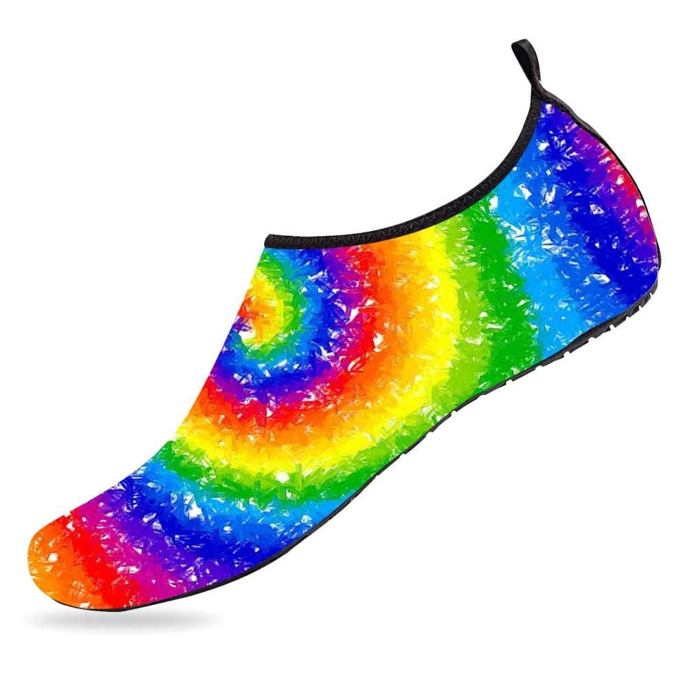 BEOT 3D Printed Water Sports Shoes Barefoot Quick-Dry Rainbow Spiral Aqua Yoga Socks for Men Women 14-15 M US Women / 11-12 M US Men