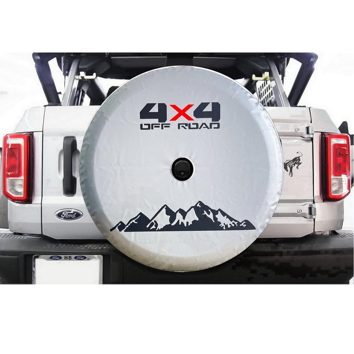for Toyota Prado TX, Ford Raptor F150, Jeep & Ford Bronco Spare Tire Cover with Camera Hole, Spare Wheel Cover with Hole, Tire Cover Protector, White/Silver (XXL: 315/70R17, 35x12.5-R22)