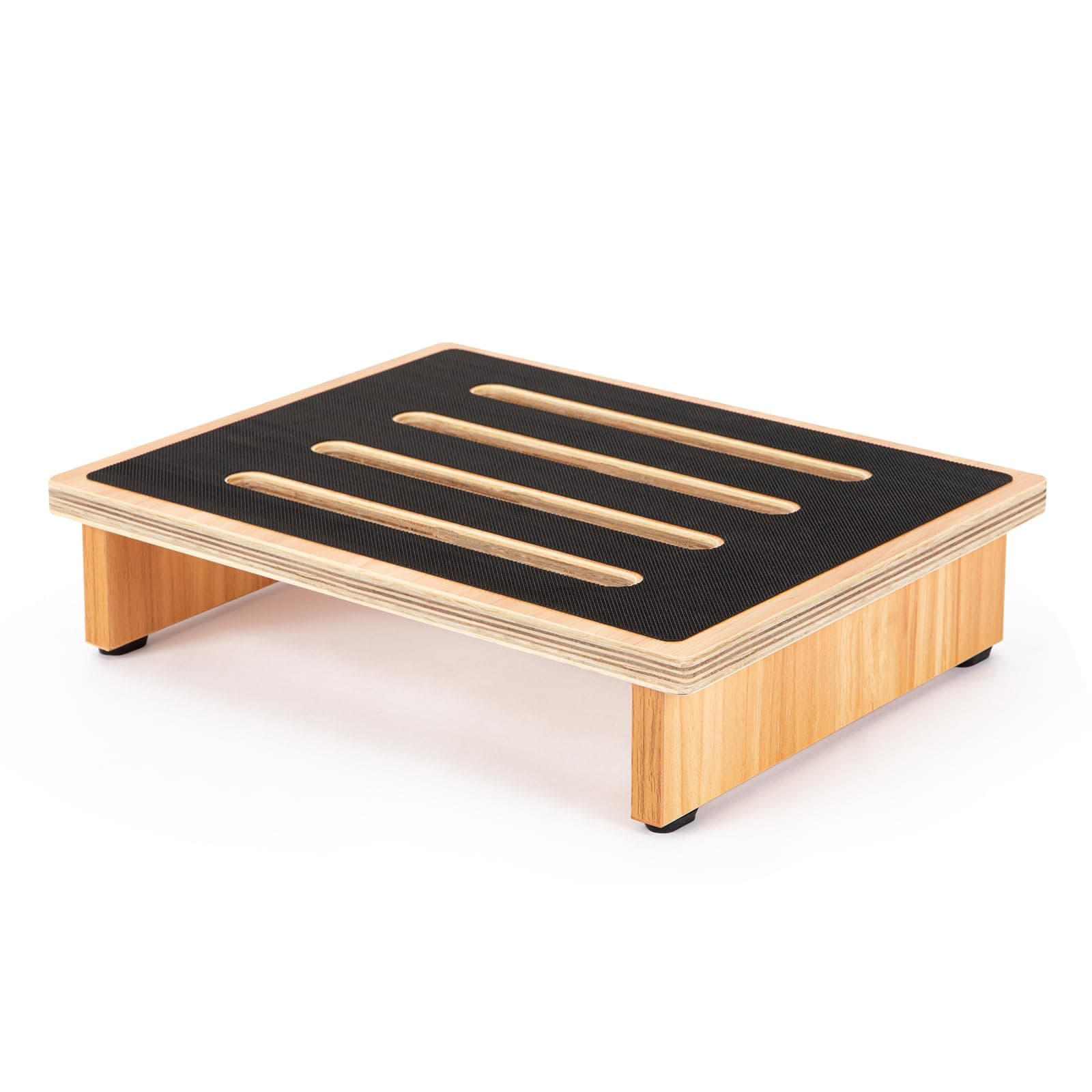 StrongTek One Step Stool for Adults with Non-Slip Rubber Stepping Surface, Portable Single Wooden Riser, 440 lb. Load Capacity for Kitchen, Bathroom, or Bedside, Kid and Senior Support (Natural)