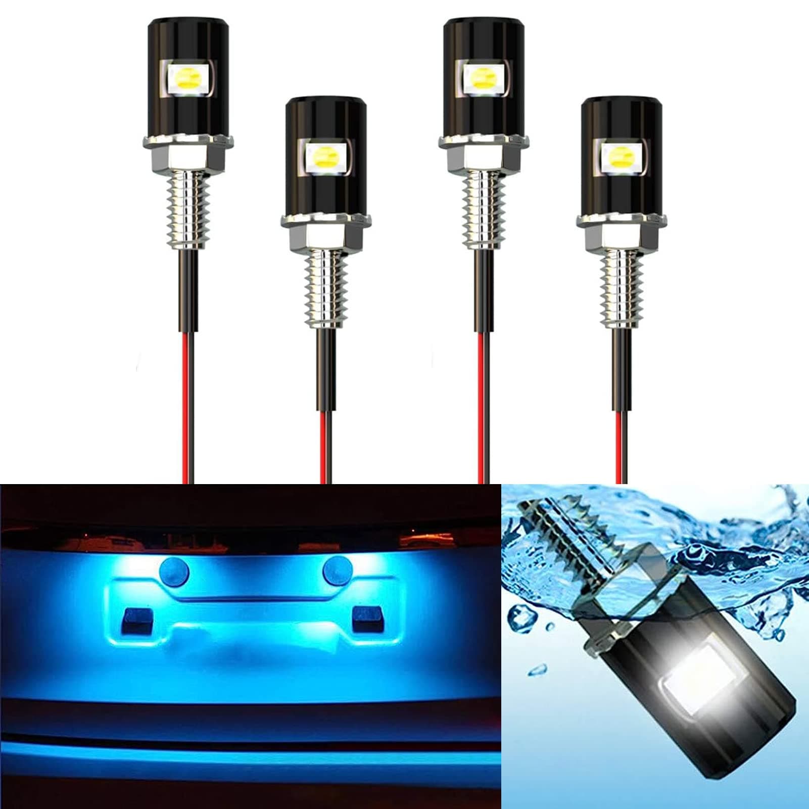Anki HappiGo 4PCS Car License Plate Light, License Screw Bolt LED Lamp, 12V Waterproof License Plate LED Bulb for Car Motorcycle Truck RV ATV Bike(Ice Blue)
