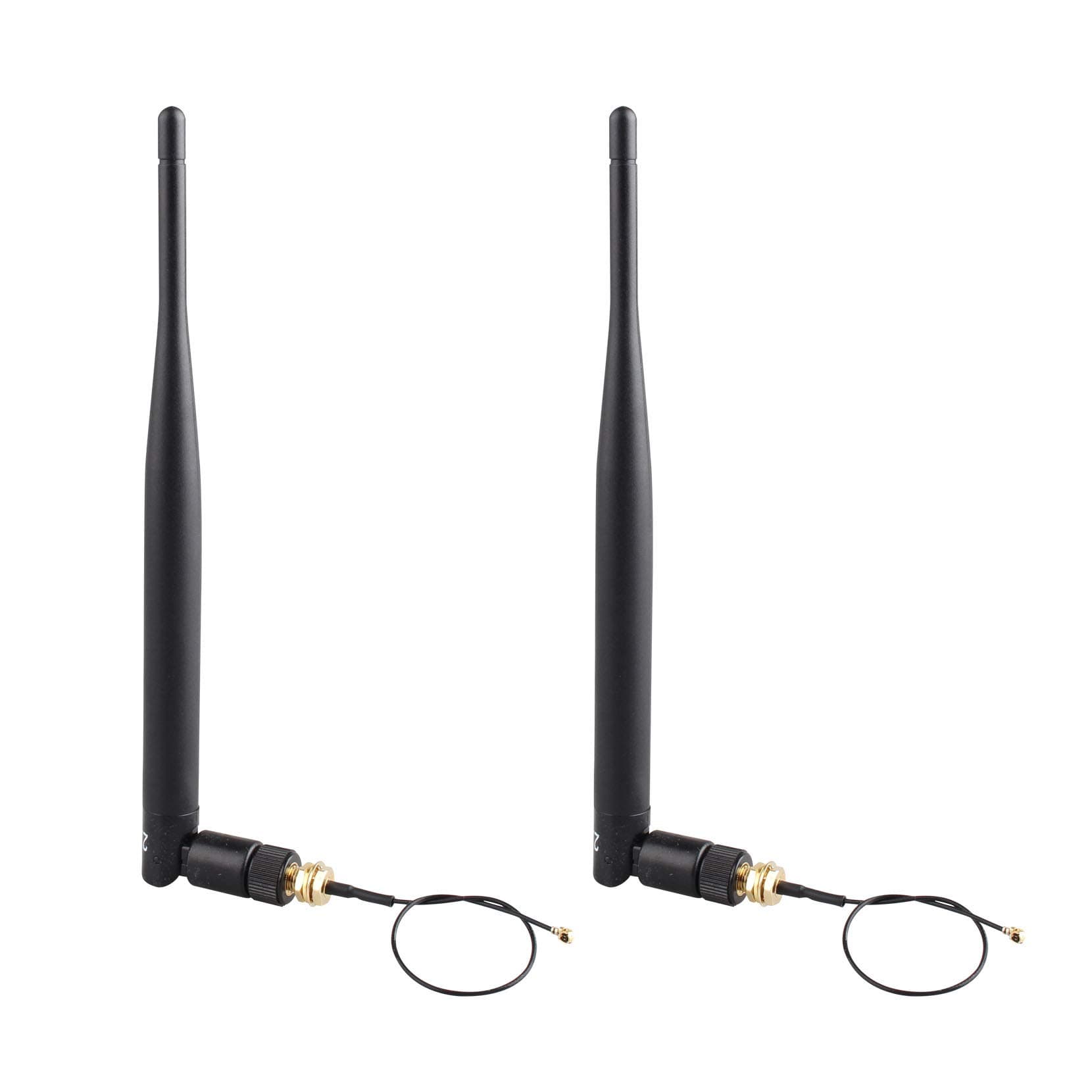 2PCS 2.4G 5.8G Dual-Band High Gain Wireless Router 5DBI WiFi Omnidirectional Antenna RP-SMA Female Connector with 15cm U.FL Mini PCI to RP-SMA Male Pigtail RF 1.13 Antenna WiFi Cable