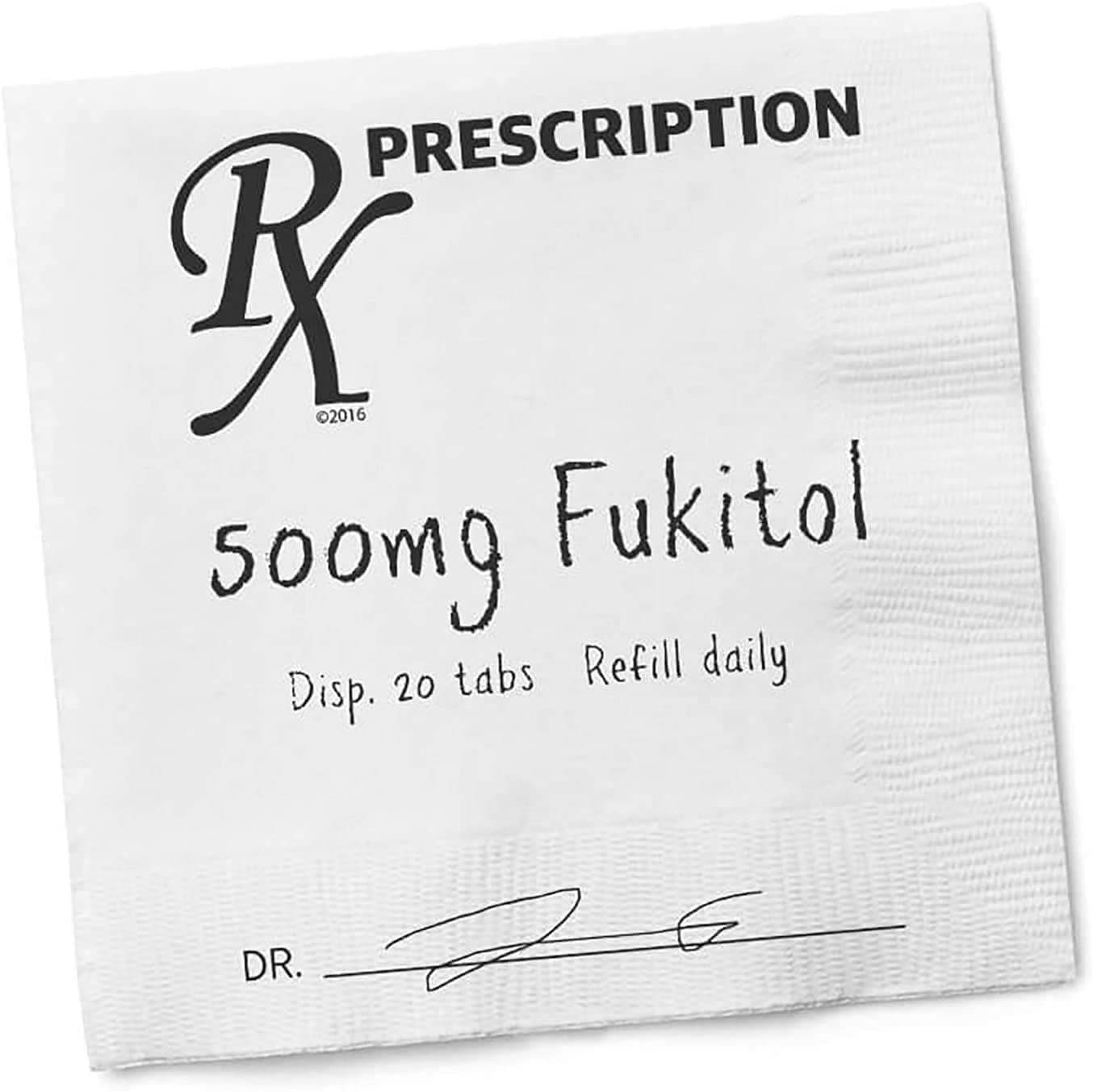 Funny Cocktail Napkins - FUKITOL RX - Boutique Cocktail Napkins - Perfect for any Celebrations 5"X5" (50 Pack)