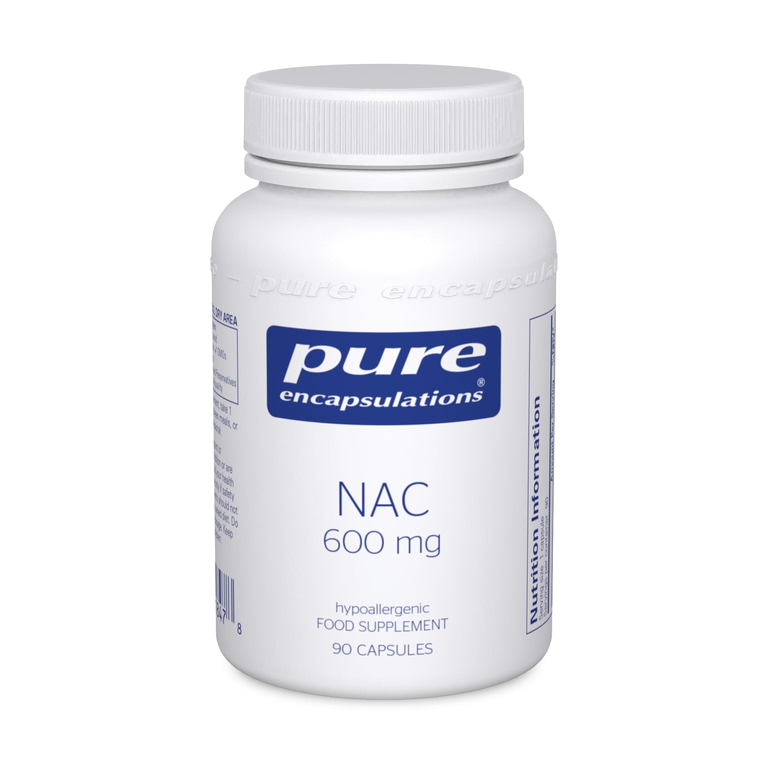 NAC 600mg - Pure N-Acetyl-L-Cysteine for Glutathione Synthesis Support - 90 Capsules