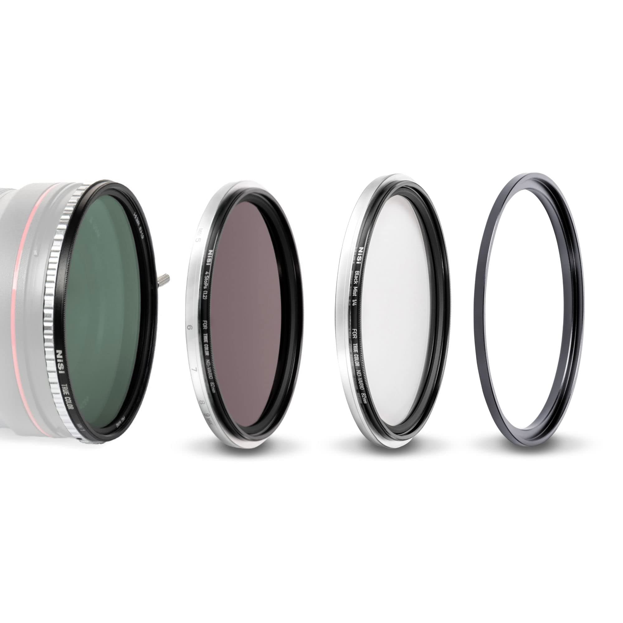 82mm Swift 1-9 Stop VND Mist Kit | 1-5 Stops VND, 4-Stop ND, and Black Mist 1/4 Filters | Photography and Videography