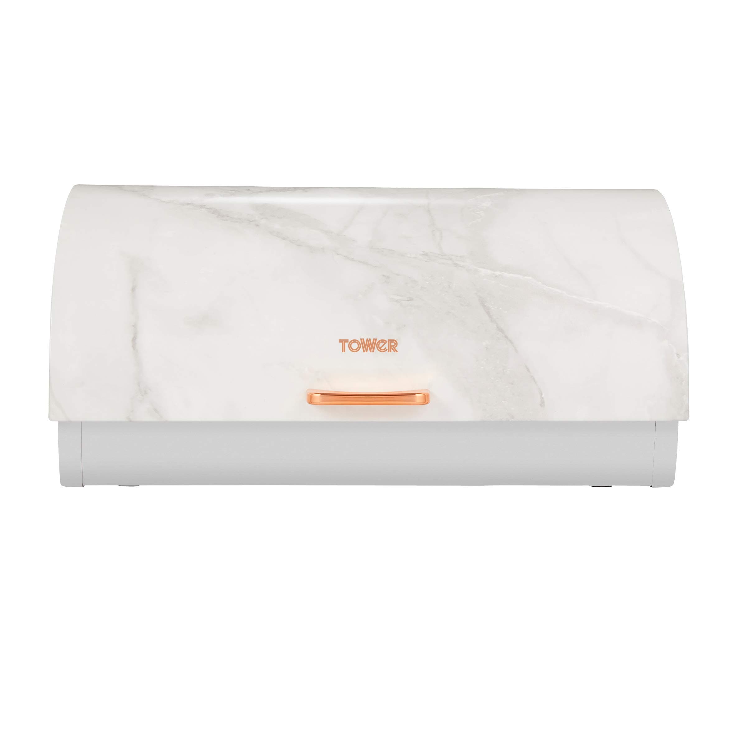 Tower T826003WR Roll Top Bread Bin, Stainless Steel, White Marble Rose Gold, One Size