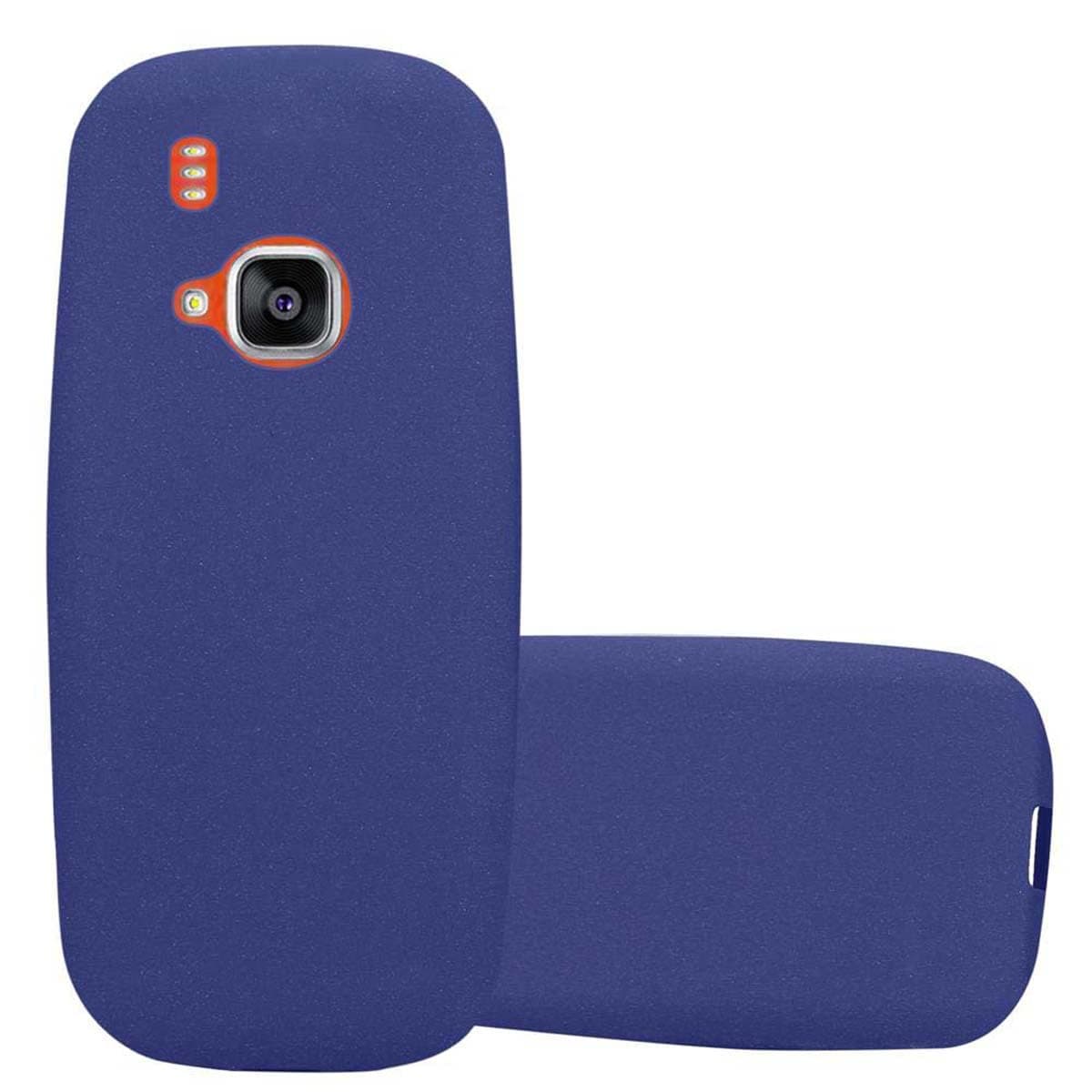 cadorabo Case works with Nokia 3310 in FROST DARK BLUE - Shockproof and Scratch Resistant TPU Silicone Cover - Ultra Slim Protective Gel Shell Bumper Back Skin