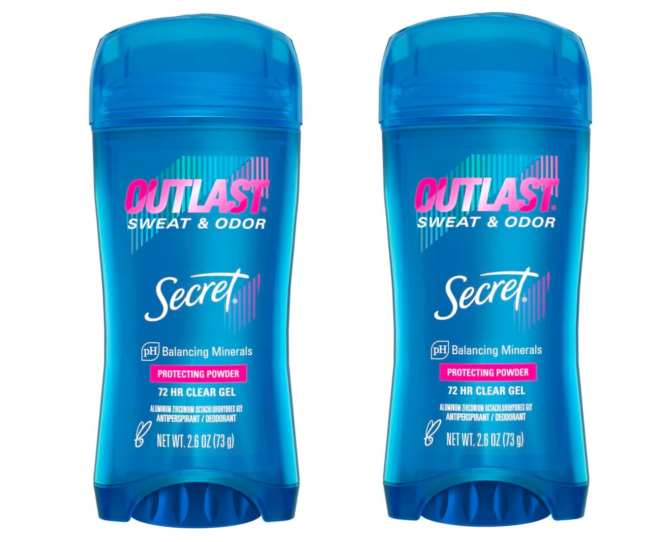 Antiperspirant and Deodorant for Women, Outlast Xtend Clear Gel, Protecting Powder, 2.6 Oz Pack of 2