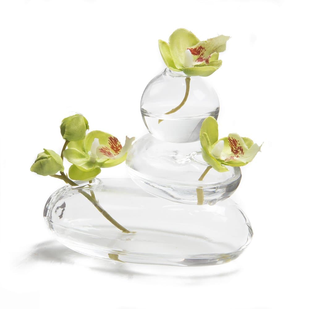 Hudson Rockpile, Unique Glass Flower Vase, Small and Elegant Bud Vase, Decorative Vase for Home Decor Office Place Settings