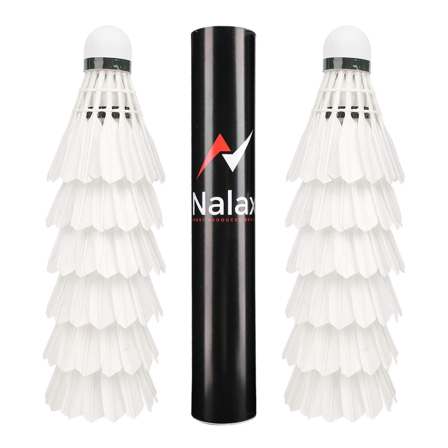Nalax Badminton Birdies12-Pack Professional Duck Feather Badminton Shuttlecocks Feather Ball with Great Durability Stability and Balance,Suitable for Professional Training Or Family Outdoor Sports