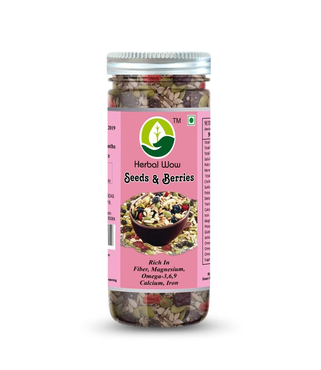 Herbal Wow Berries & Seeds Mix | 250 Grams | 1 Bottle of 250 Grams | Organic Seeds & Berries