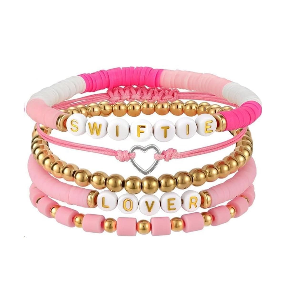 Taylor Bracelet for Woman Layered Clay Beads Bracelets for Women Girls Taylor Sw*ft Merchandise Bracelet Kit Swifties Fans Gift Elastic Stackable Y2K Aesthetic Bracelet