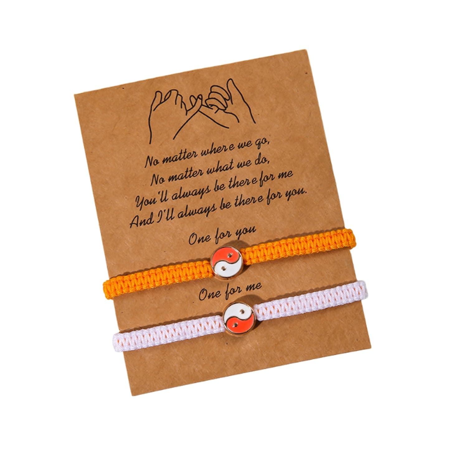 2Pcs Handmade Braided Tai Chi Bagua Charm Bracelets With Wish Card Adjustable Tai Chi Yin Yang Lucky Charm Bracelets for Women Men Couple Friendship Valentine's Day Jewelry Gifts