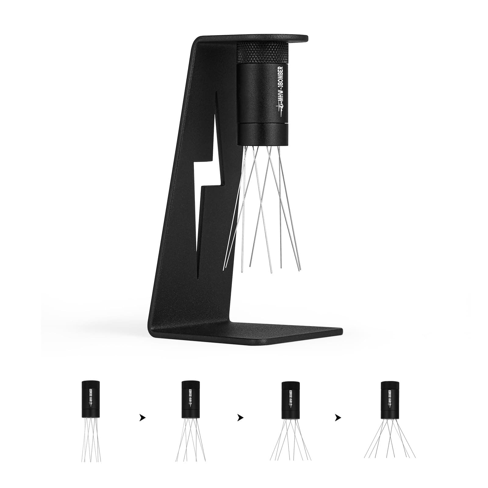MHW-3BOMBER WDT Tool Espresso Distribution Tool Adjustable Range Coffee Stirrer 8 Needles 0.4mm, Magnetic Stand Storage with 6 Extra Needles T6126