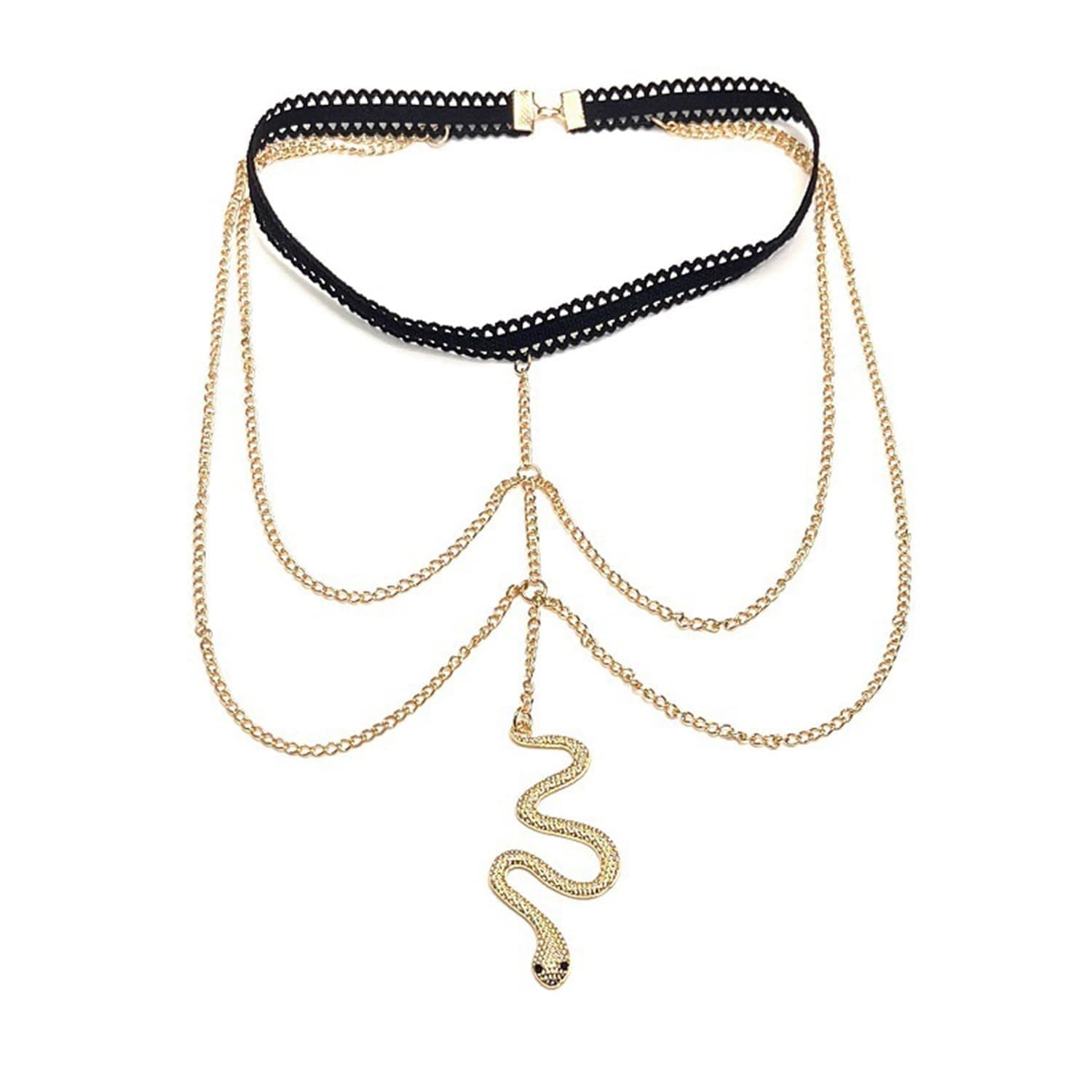 Snake Leg Chain Jewelry for Women, Rhinestone Thigh Chain Boho Body Chain, Snake Pendant Body Jewelry, Stretch Thigh Harness Garters for Girls, other