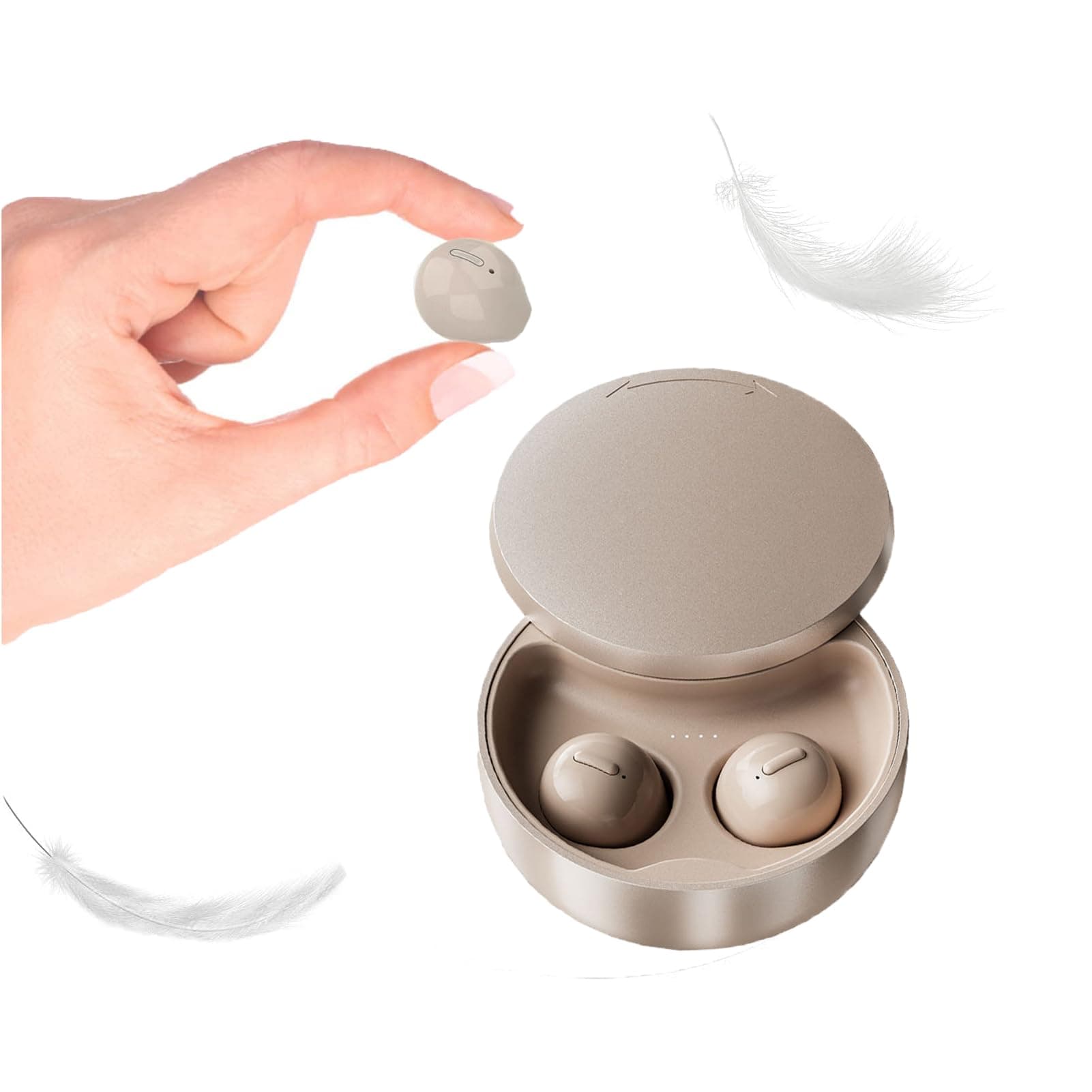 Loluka Small Invisible Earbuds Mini Wireless Bluetooth Earpiece Phone Discreet Earbuds for Work Headphones Single Earbud Sport Earpiece with Mic, Coffee