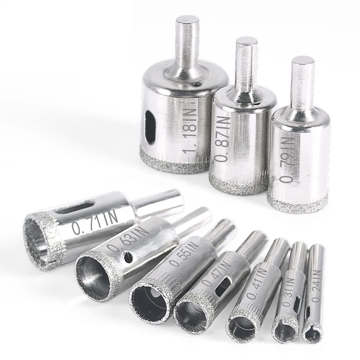 DUNCHATY Diamond Drill Bit, 10 pcs Glass Diamond Hole Saw Set Drill Bits Extractor Remover Tools for Ceramics, Porcelain, Ceramic Tile 6mm - 30mm