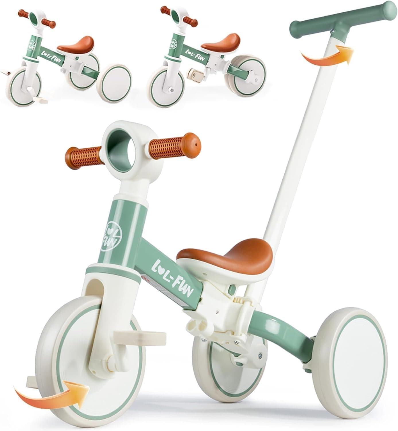 LOL-FUN Baby Balance Bike Toy for 1 2 Year Old Boys Girls Gift Toddler Tricycle 1-3 Year Old with Removable Pedal, 4 in 1 Trike for Ages 1-3 Present