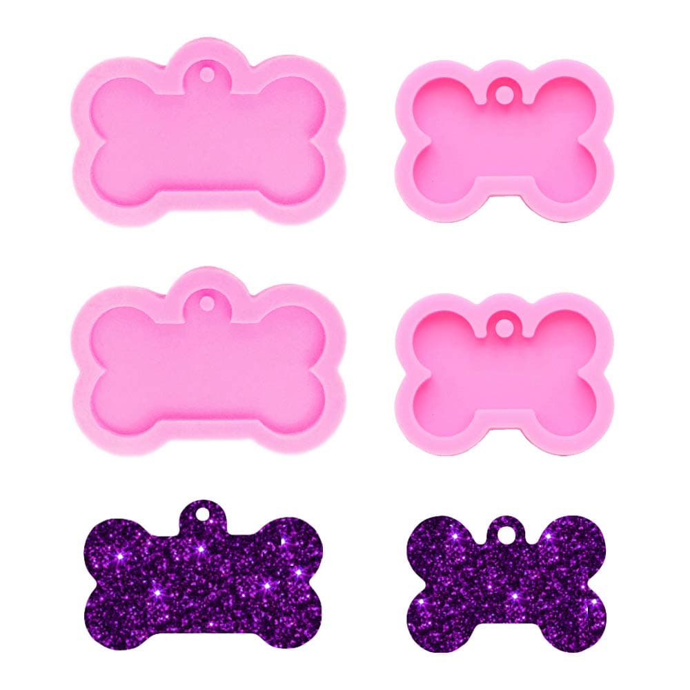 Nifocc Dog Bone Shaped Silicone Molds - 4 PCS Pink - Craft Molds - DIY Crafts, Dog Tag, Keychain Making