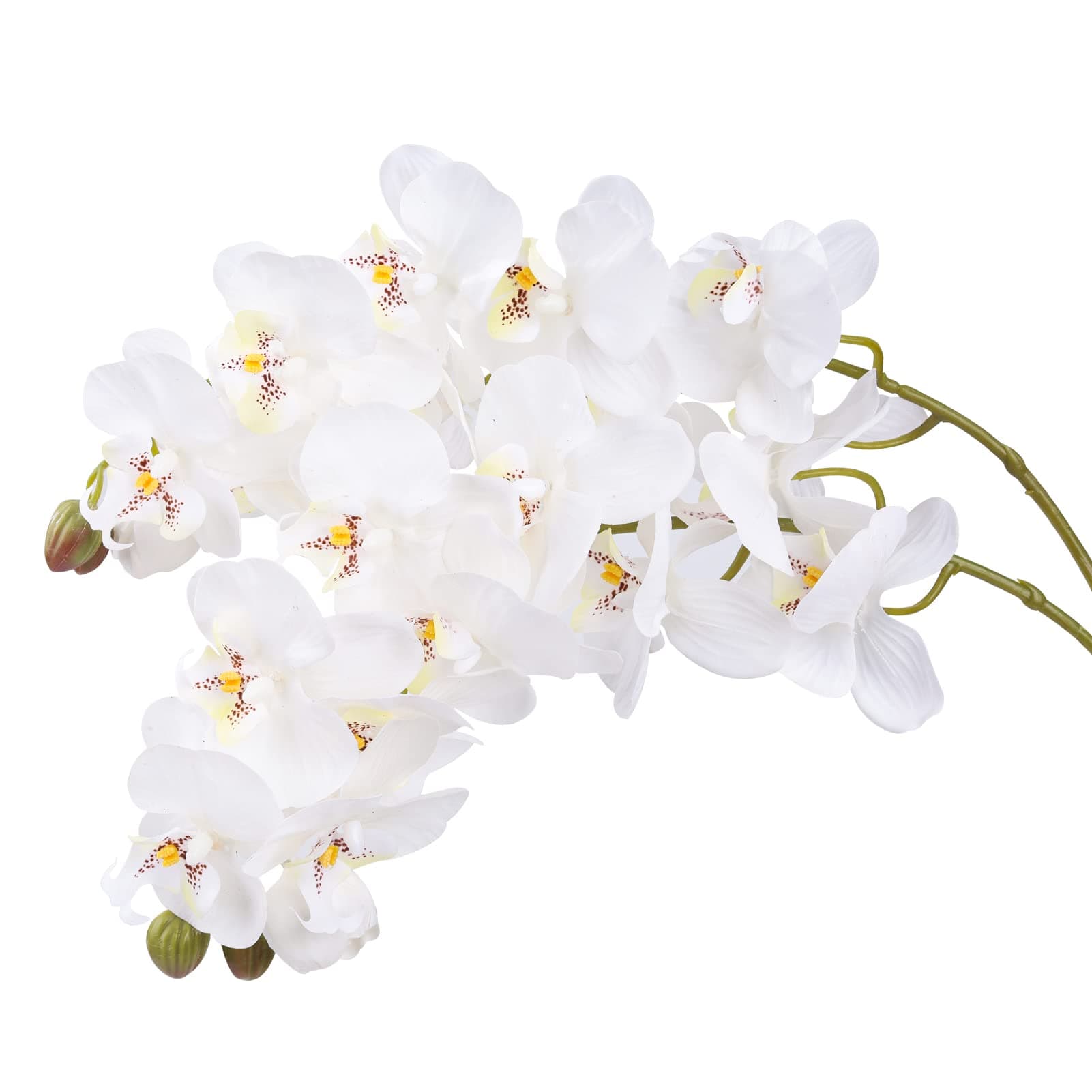 Meiliy 2pcs 11 Heads White Artificial Phalaenopsis Flower Real Touch Butterfly Orchid Flower Latex Orchids for Home Decoration Wedding Centerpieces Decorative Artificial Flowers (with no vase)