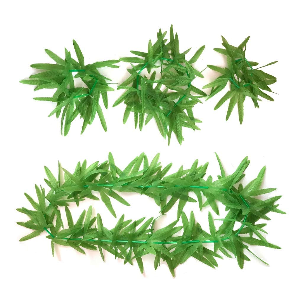 LITTLE FEATHER Green Artificial Fern Leaf Hawaiian Tropical Leis Headpiece Necklace Bracelet Set