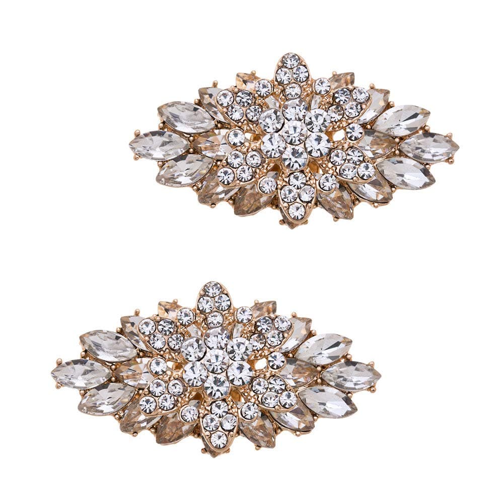 Ruihfas 2Pcs Exquisite Double Layer Three-dimensional Leaf Style Removable Wedding Party Prom High Heel Shoe Clips Decorations