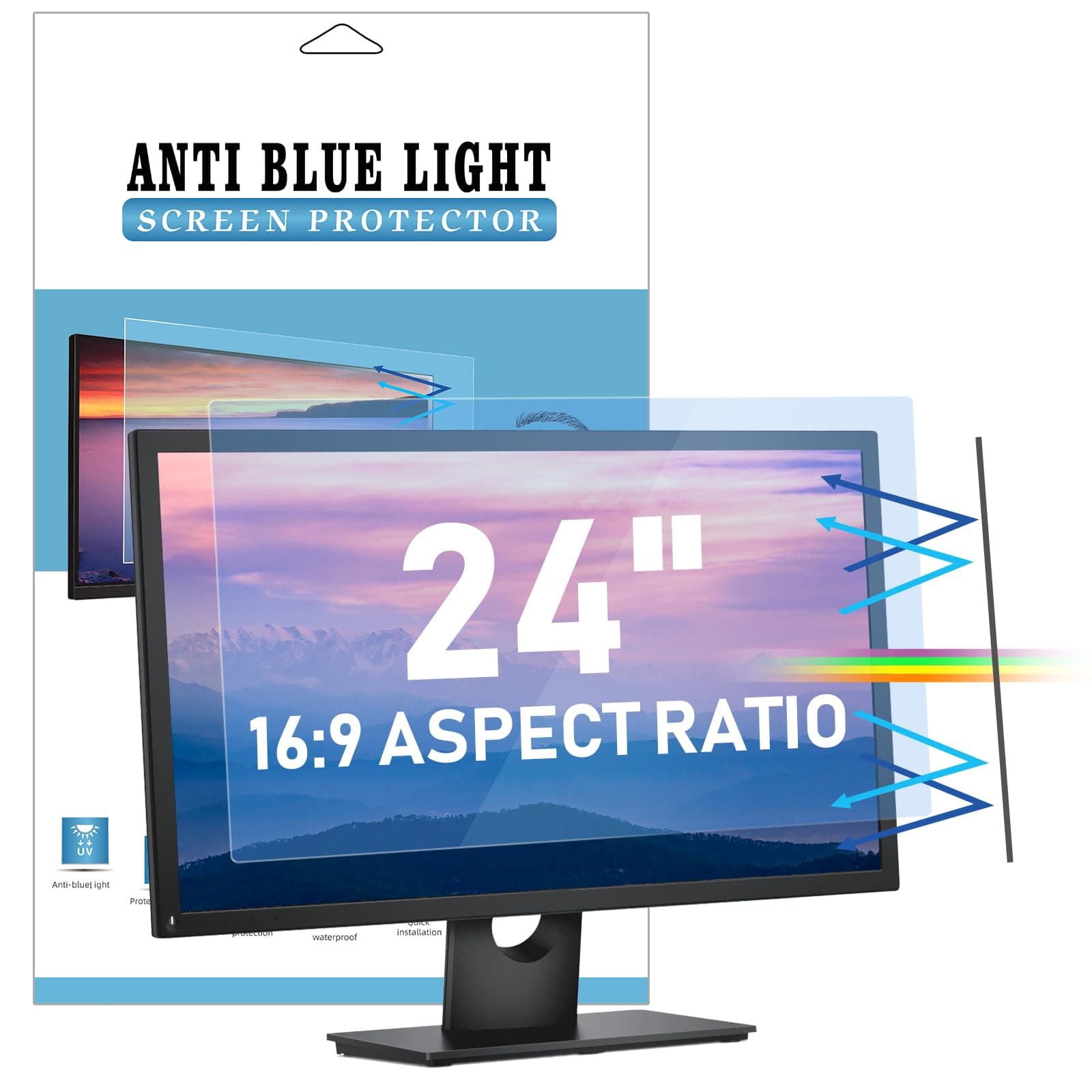 – LAMA 24 Inch Blue Light Blocking Screen Protector, Universal Computer Monitor Screen Filter (WxH:20.9"*11.73"), Anti Blue Light, Anti Glare, Anti-UV, Eye Protection, Reduce Eye Strain(24" 16:9)