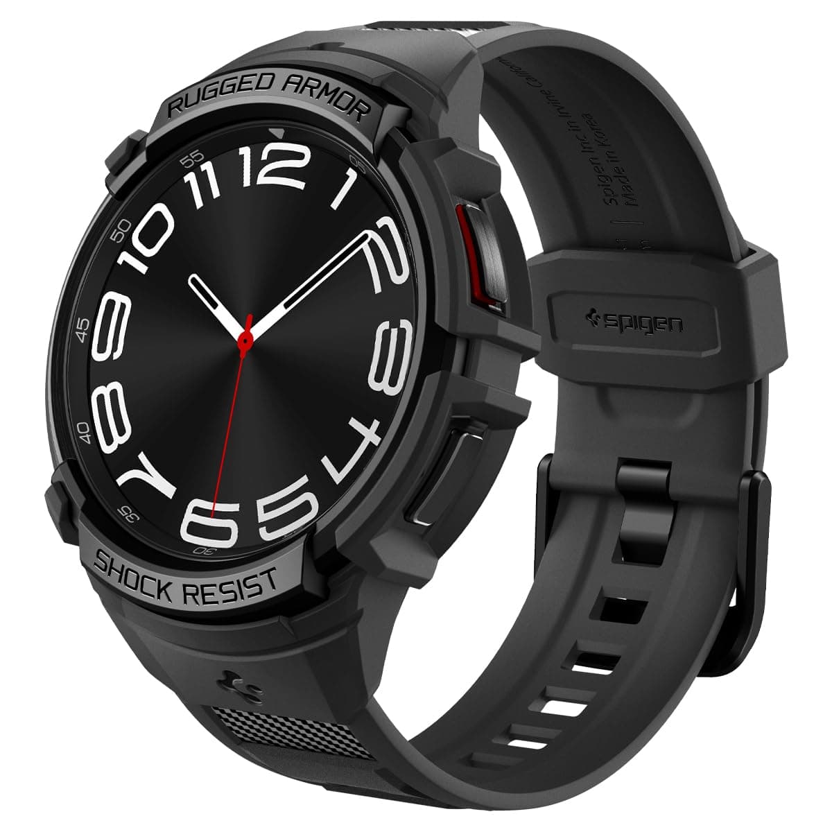 Spigen Rugged Armor PRO designed for Samsung Galaxy Watch 6 Classic 43mm Case with Band - Rugged Galaxy Watch Band with Protective Case (2023) - Black