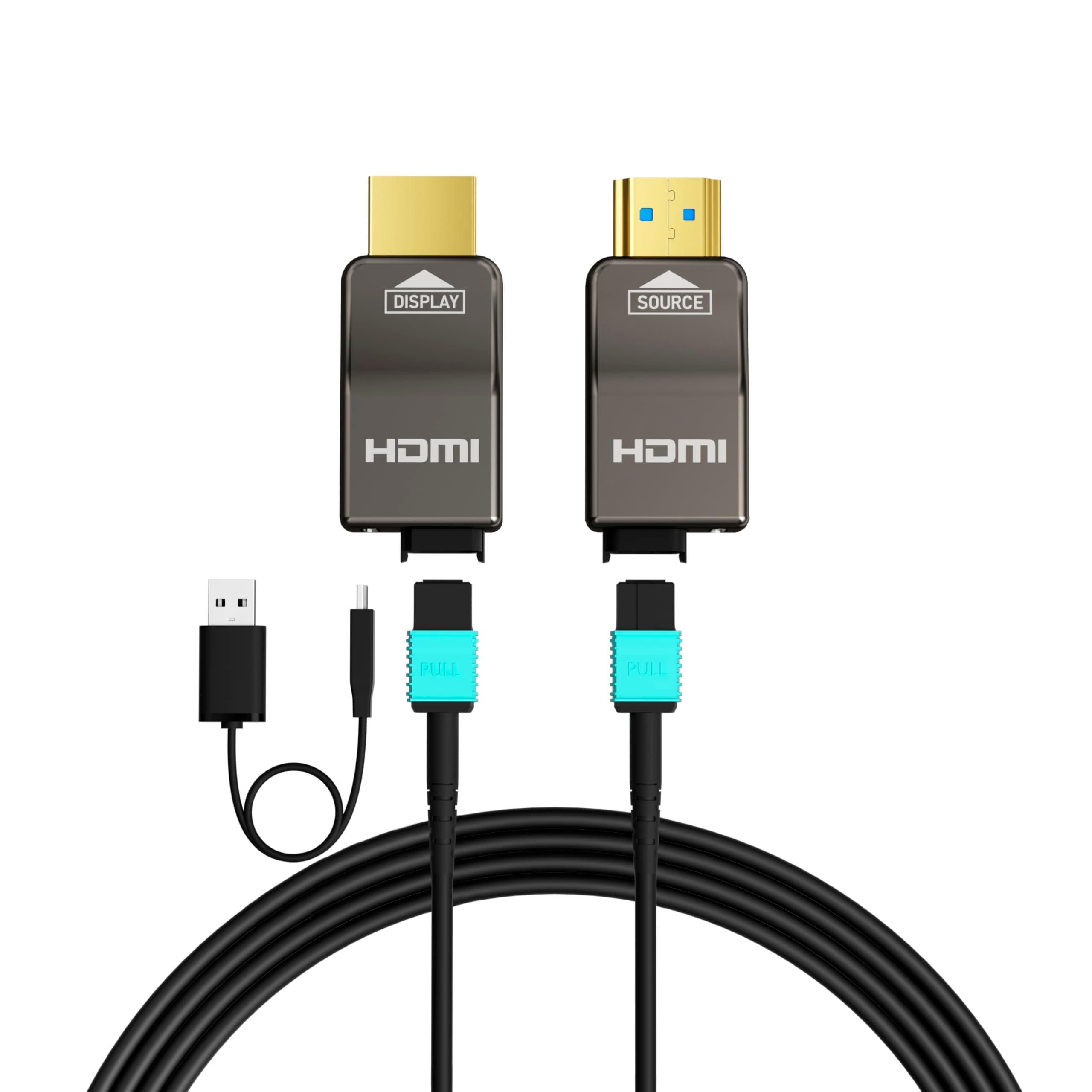 RUIPRO 8K Detachable Pure Fiber Optical Armored HDMI 2.1 Cable 33FT, Ultra High Speed 48Gbps, Support 8K@60Hz 4K@120Hz, Dynamic HDR, eARC, Compatible with PS5/Xbox/HDTV/Blu-ray/Monitor/Projector