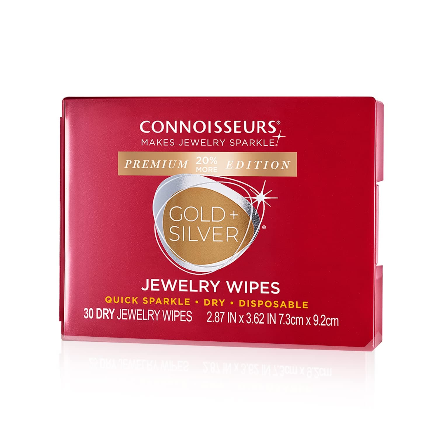 Premium Edition Compact Jewelry Wipes No Rinse Gold and Silver Jewelry Cleaner, Polish and Remove Tarnish to Restore Brilliance, Dry Disposable Wipes, Diamond Dazzle Stik, 30 Count (Pack