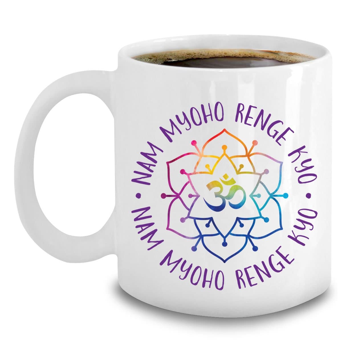 Nichiren Buddhism Mug - Nam Myoho Renge Kyo Lotus Om - 11oz Ceramic Cup