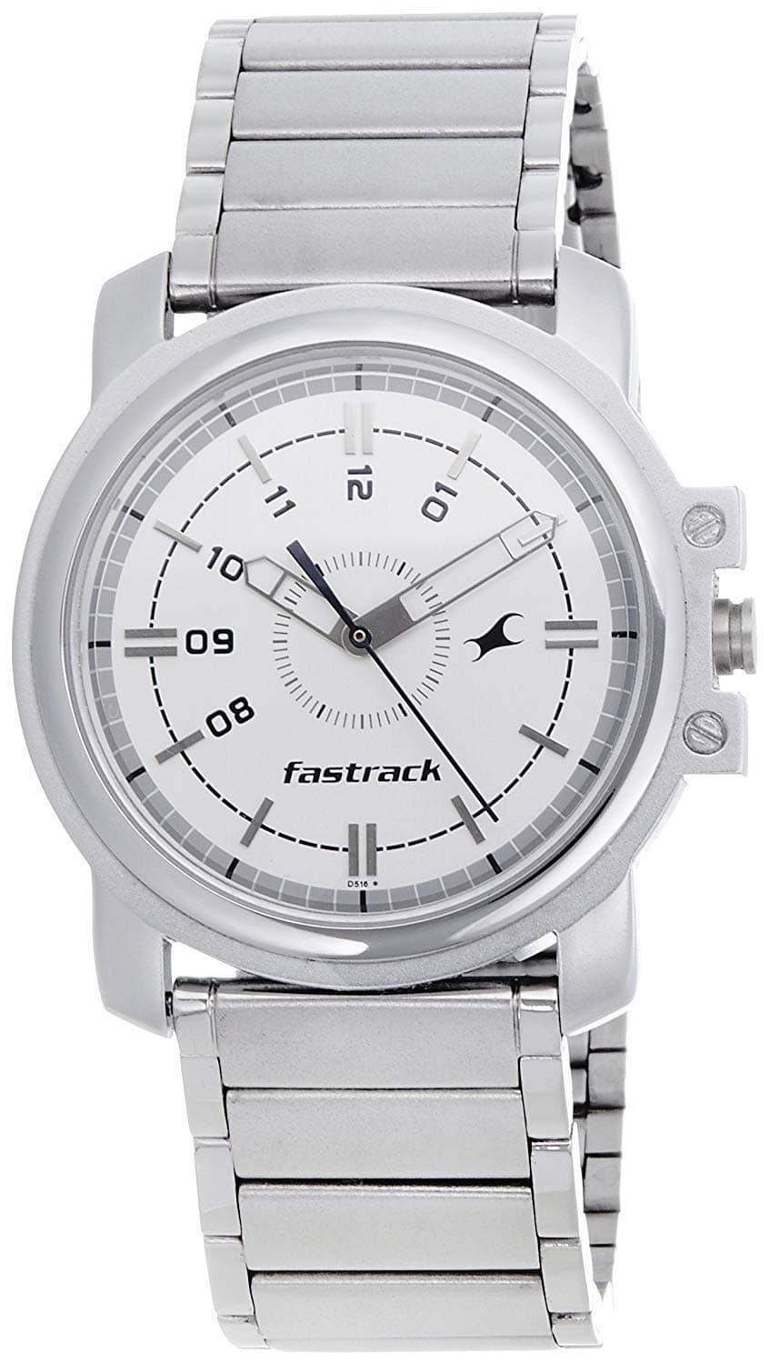 Fastrack-Watch Economy Analog Silver Color with White Dial Men's Watch -NE3039SM01