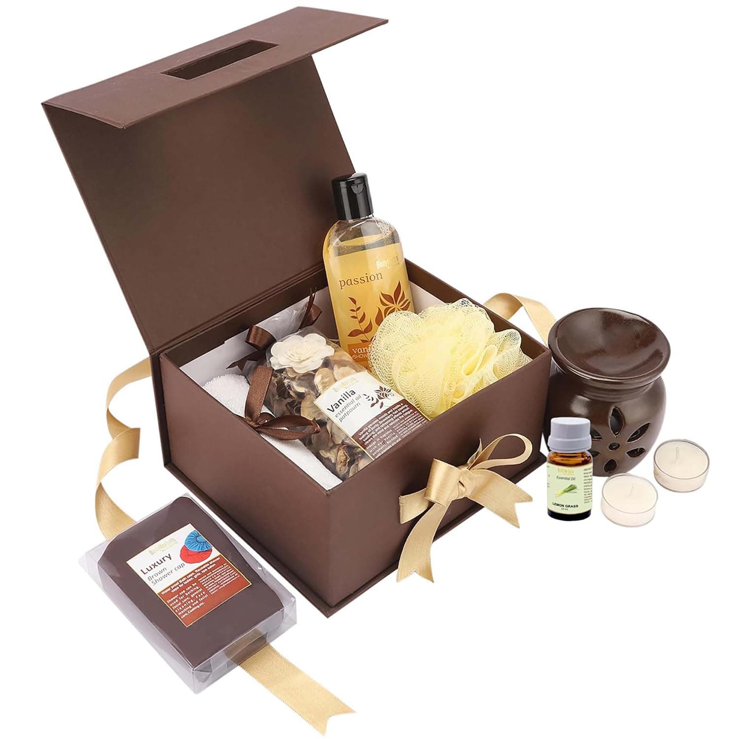BodyHerbals Vanilla Bath & Body Care Gift Set for Women & Men – 8 Pcs Luxury Skin Care Kit with Spa Accessories | Vegan Gift Box for Birthdays, Anniversaries, Weddings, , Gift & Special Occasions