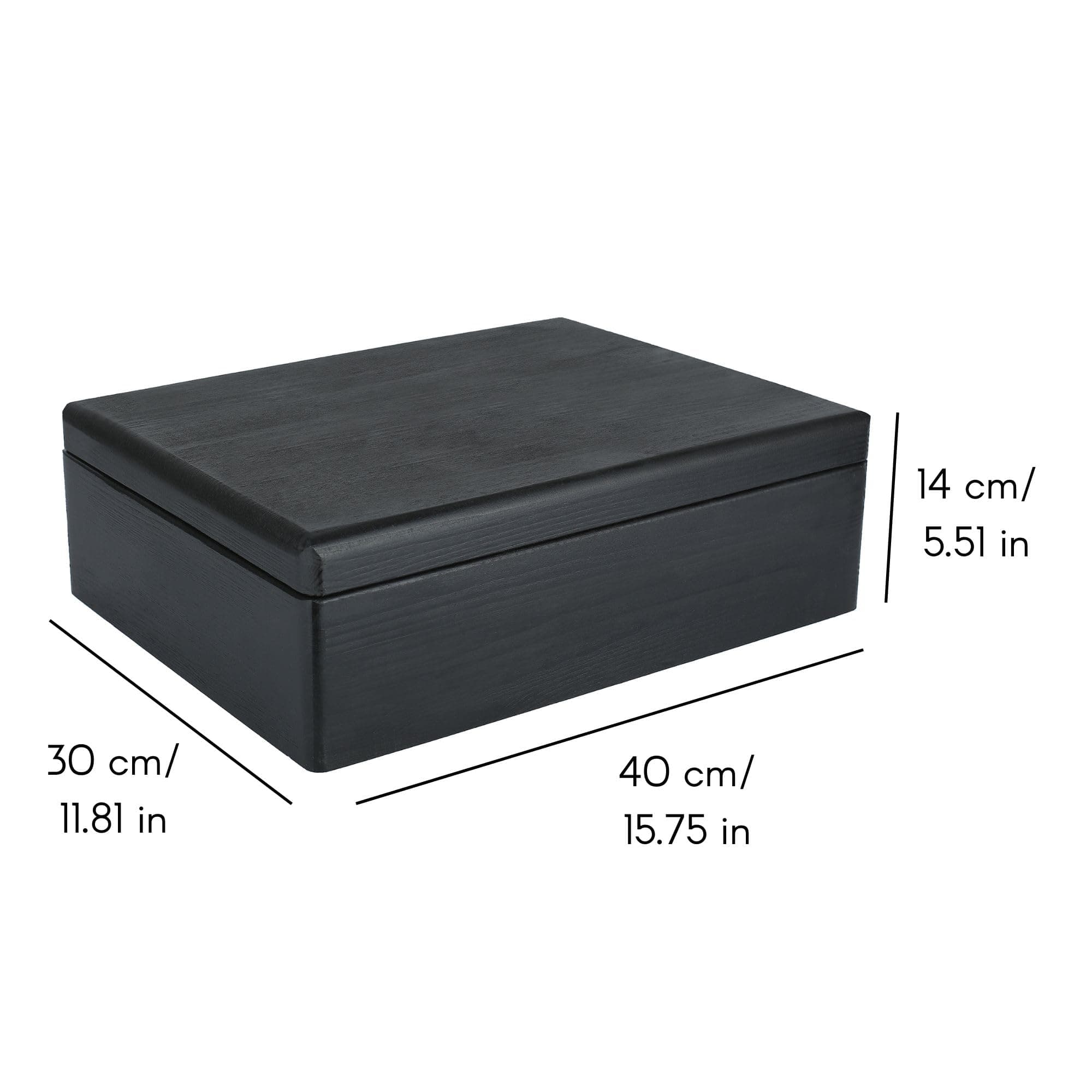 Creative Deco XL Black Wooden Box Storage with Hinged Lid | 15.8 x 11.8 x 5.5 inches (+-0.5) | Gift Box Kitchen Storage Document | Product NOT Intended for 15 Years OR Below