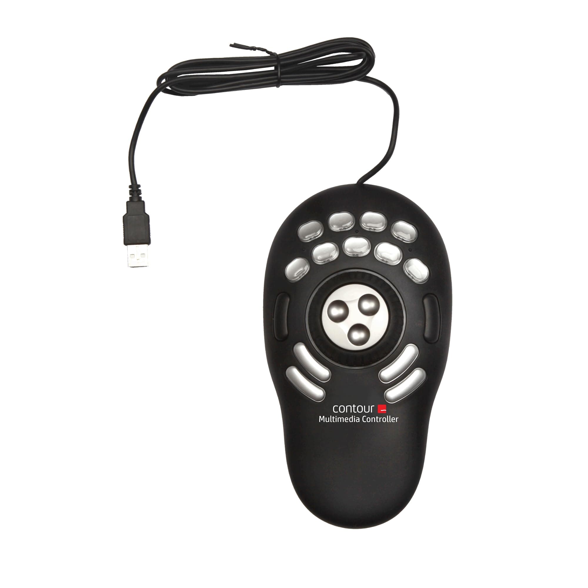 Contour Multimedia Controller PRO v2 | Ergonomic Jog Dial for Video Music Image Editor | USB Multimedia controller for PC and Mac | 15 Buttons | 7 Speed Alloy Jog Ring