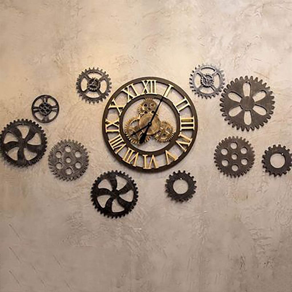 QBZS-YJ Mute Gear Wall Clock Retro Industrial Wind Ornament Wall Decorations Metal Material L153cmxH115cm