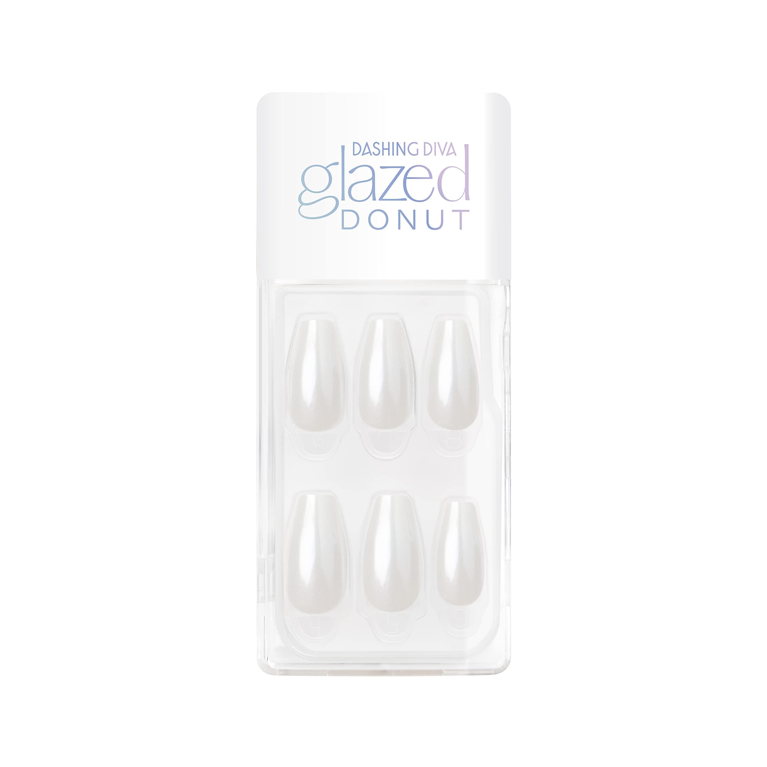 Dashing Diva Magic Press Nails - Vanilla Glaze | Medium, Coffin Shaped Press On Nails | Long Lasting Stick On Gel Nails | Lasts Up to 7 Days | Contains 30 Stick On Nails, 1 Prep Pad, 1 File