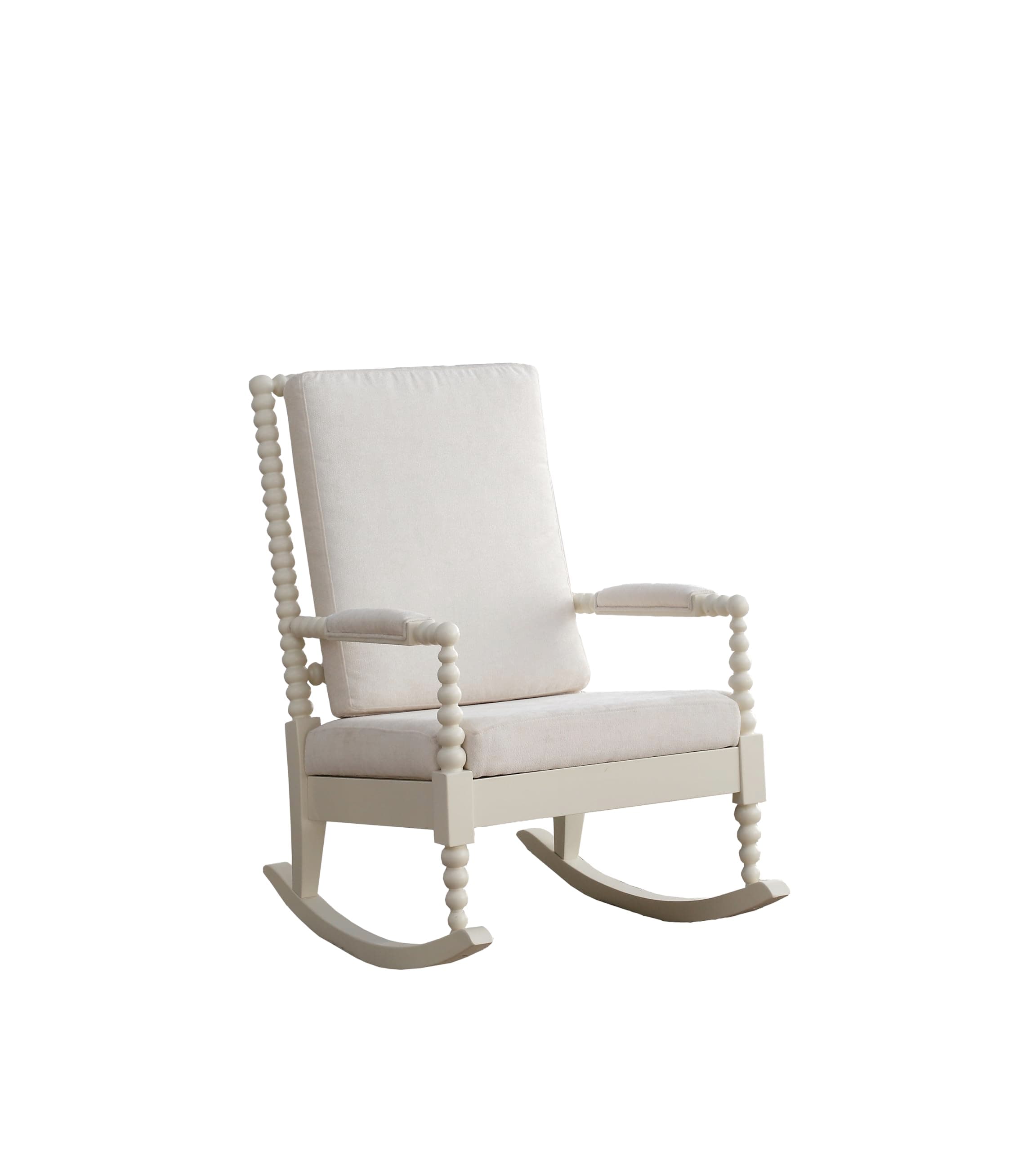 Acme Tristin Fabric Upholstered Rocking Chair in Cream and White