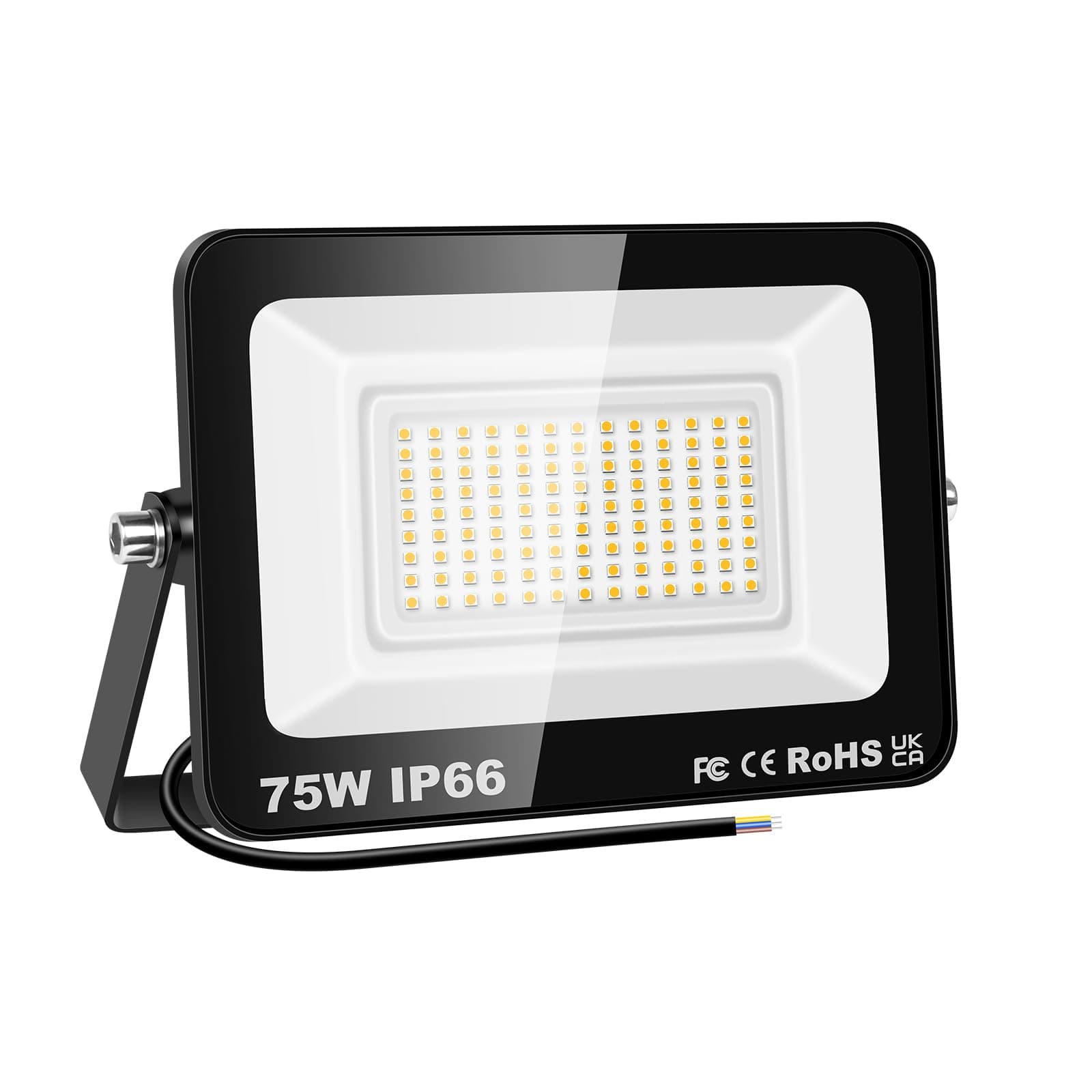 PICAA 75W LED Flood Lights Outdoor, Super Bright Security Lights, IP66 Waterproof Floodlight, Warm White (3500K) Wall Light, Perfect for Garden, Yard, Garage, Patio,Warehouse, Parking Lot [Energy Class E]
