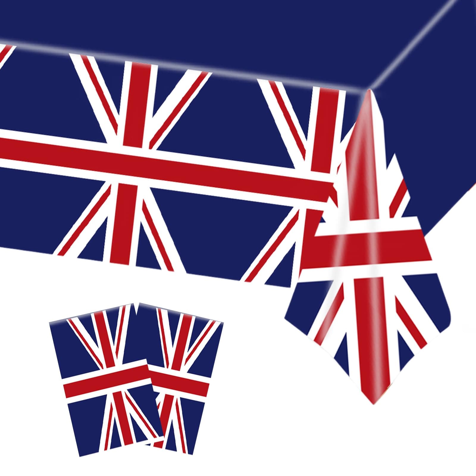 2pcs Union Jack Table Cloth Plastic Tablecover,137*274cm VE-Day 80th Anniversary Decorations Tablecloths,United Kingdom Tablecloth Great Britain UK Flag Table Cloth for Union Jack Royal Party Supplies