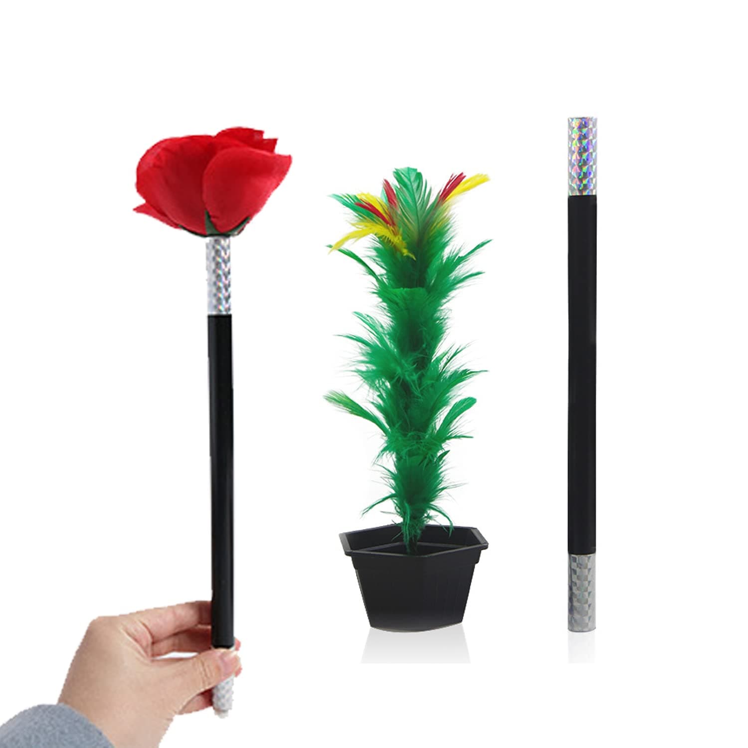 VANTIYAUS Stick to Rose+Flower Magic Tricks Flowers Appearing Close up Street Stage Magic Props,Easy Magic Trick Show Performance Prop Funny for Adults