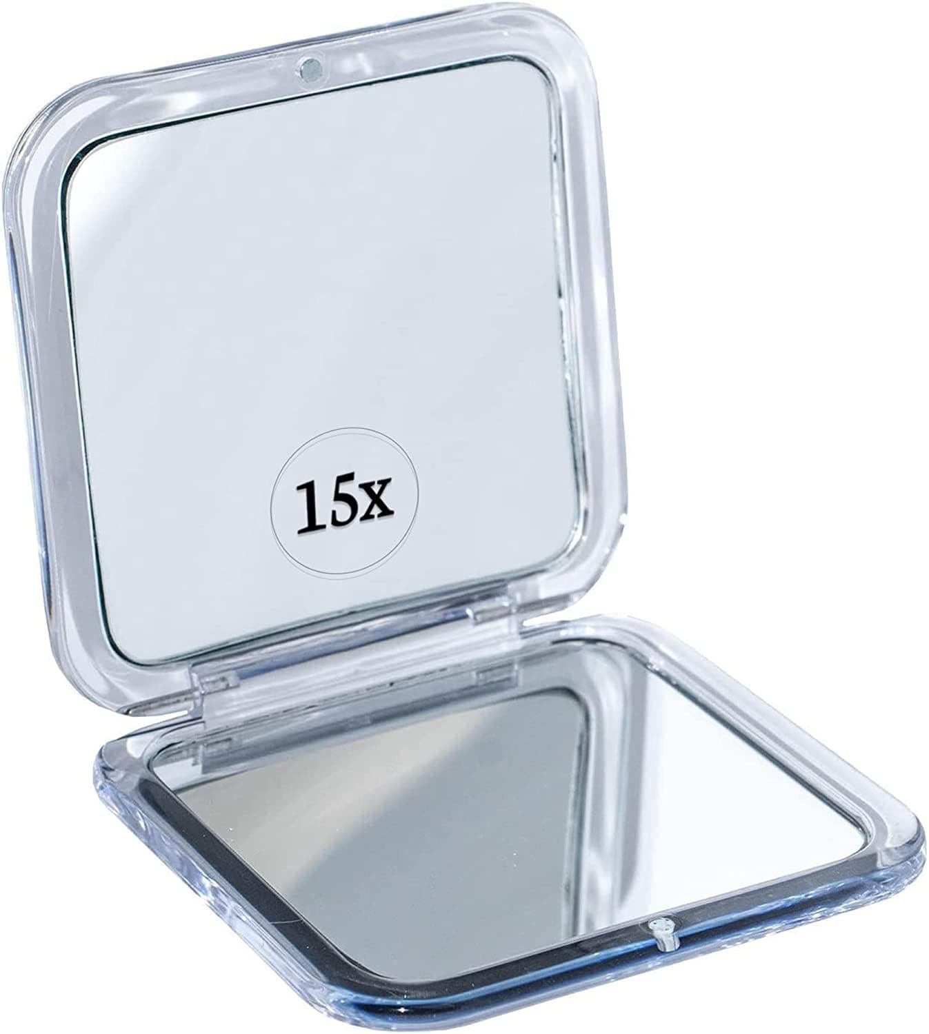Mirrorvana Mini Compact 15x Magnifier for Travel - Handheld Foldable & Ultra Lightweight - Mini Pocket Size Wallet Magnifier - Square 3.3" x 3.3"