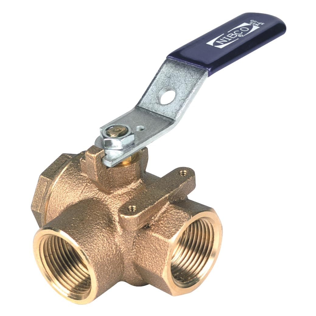 NIBCO Fig No T-580-70-W3, 2 in. Two-Piece Bronze Ball Valve, Conventional Port, Three-Way, Threaded