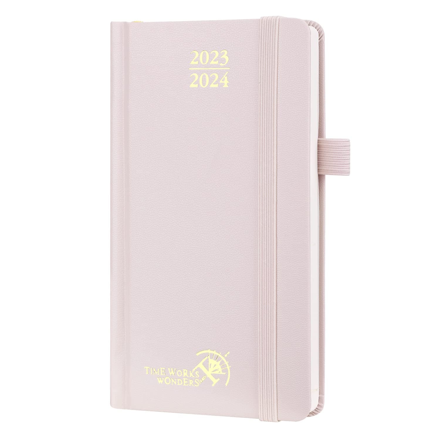 POPRUN 2023-2024 Academic Diary Pocket Week to View 16.5 x 9 cm Slim Hardback 17 Months Weekly Planner (Aug'23 - Dec'24) Mid Year Appointment Diary - FSC® Certified Paper - Light Pink