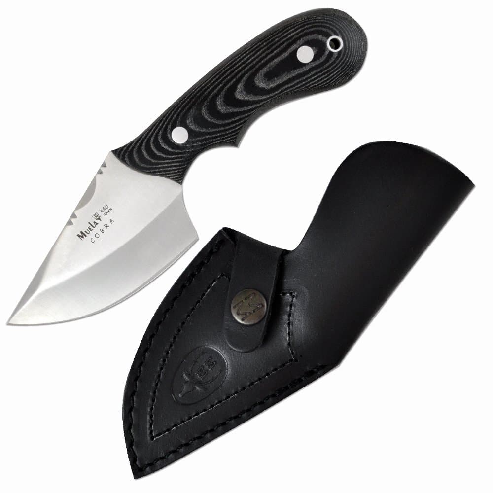 Muela Cobra Full Tang Fixed Blade Skinner 7.25-Inch, Black Micarta Finger Grooved