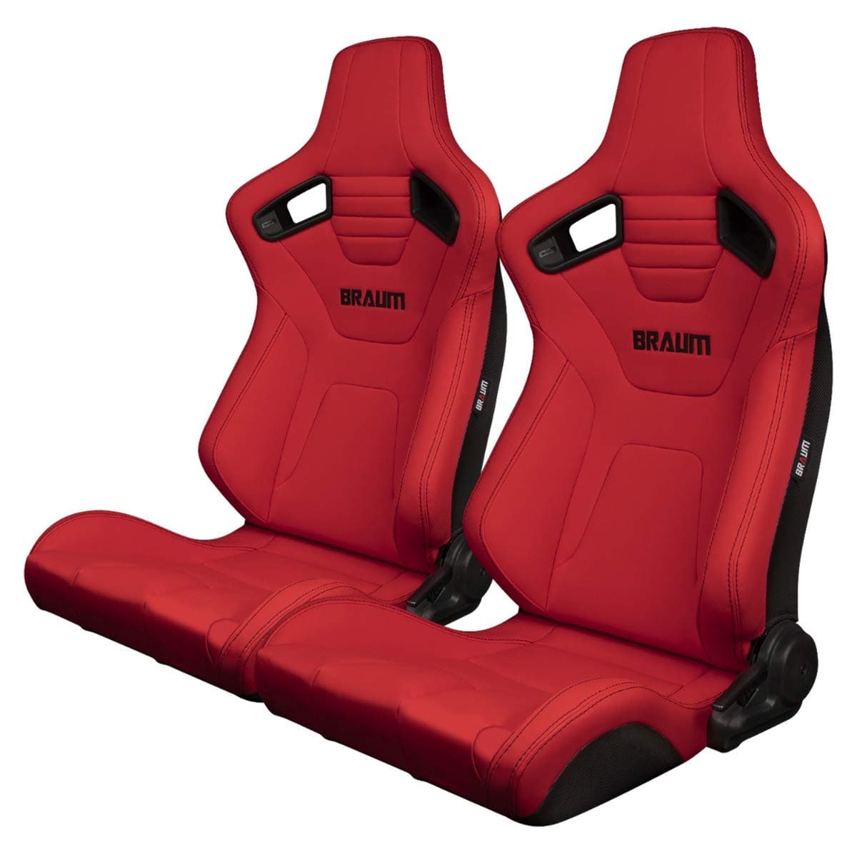 BRAUM - Pair of Red Ultra Grip Fabric ELITE-X Series Racing Seats With Black Stitching (BRR1X-RDUS)