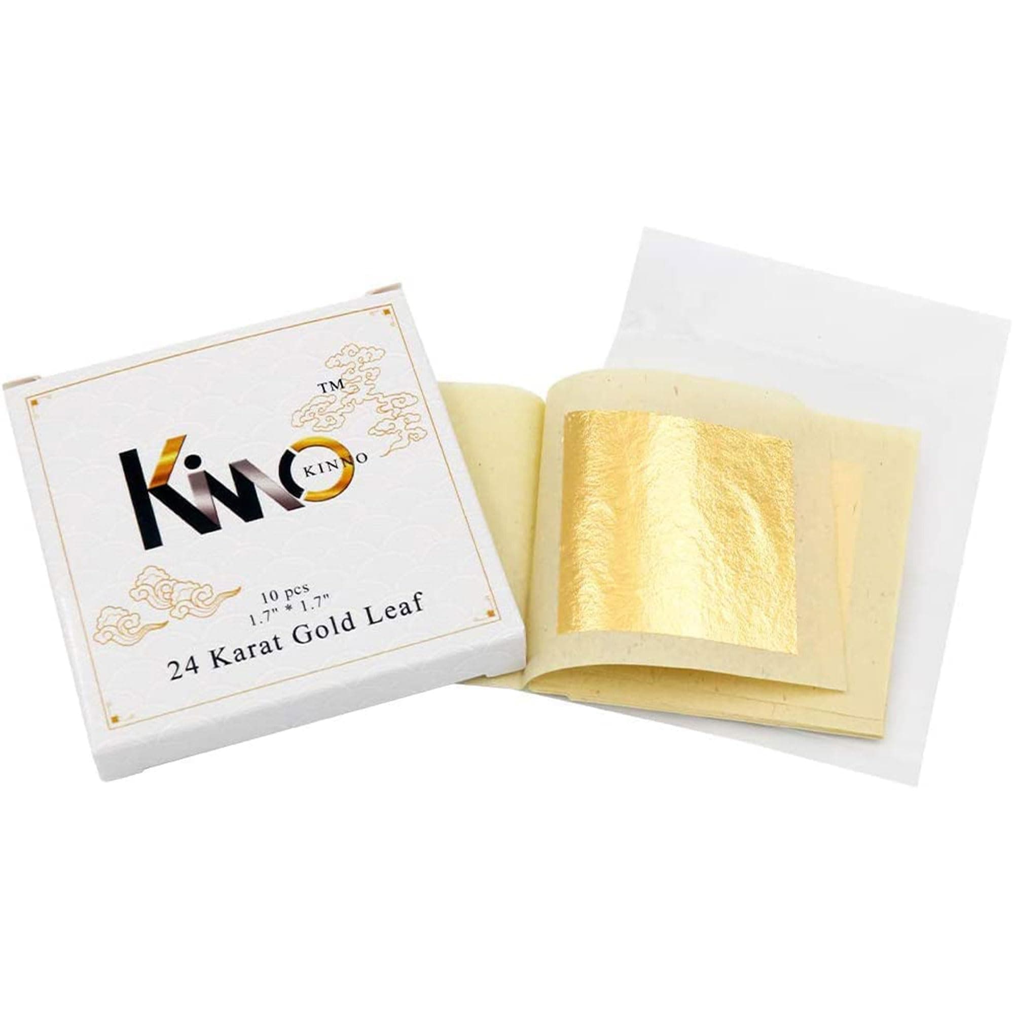 YongBoKINNO Gold Leaf Sheets,1.7in 24K Edible Pure Gold Foil for Cake Baking, Food Decoration, Skin Care, Makeup, Gilding, Decoration, Health & Spa(10 Sheets)