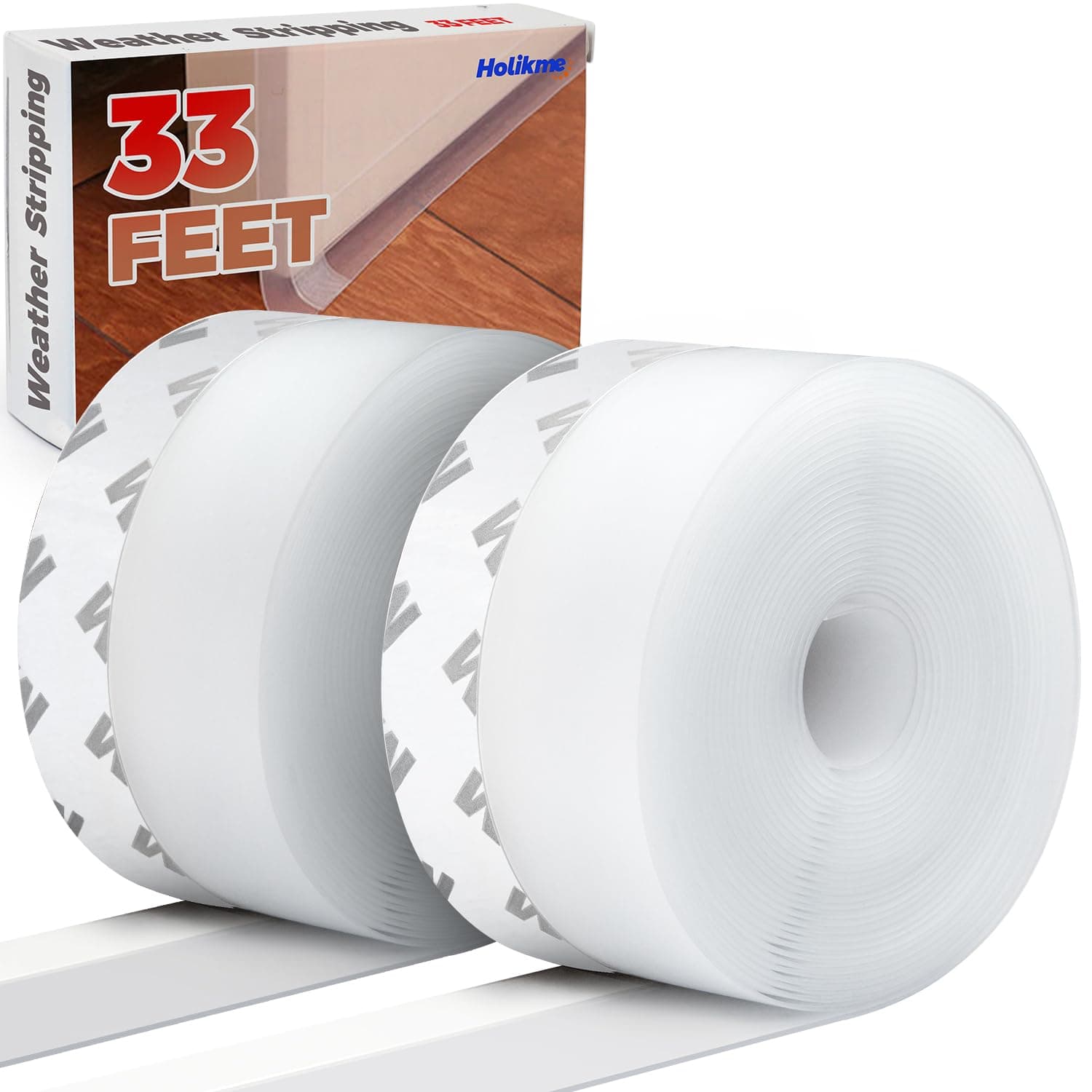 Holikme Weather Stripping Door Seal Strip 33 Feet, Sealing Sticker Sealing Tape for Door Draft Stopper Adhesive for Doors, Suitable for Windows, Doors
